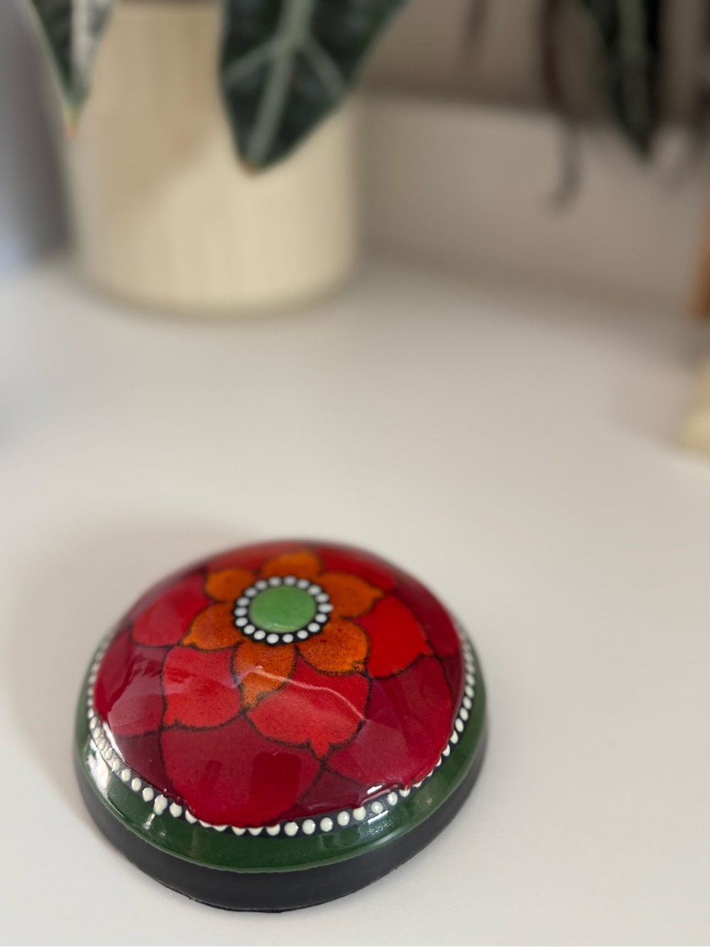 Red and Green Floral Paperweight